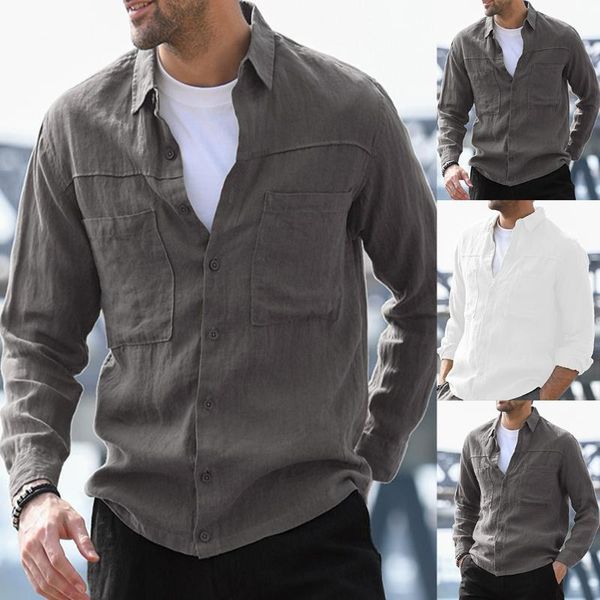 2020 new men's cotton linen shirt loose double pockets long sleeve tee casual shirt men blouse, White;black
2020 new men's cotton linen shirt loose double pockets long sleeve tee casual shirt men blouse, White;black