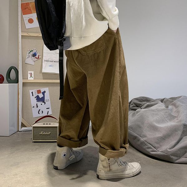 men's pants spring corduroy fashion solid color retro casual man streetwear wild hip-hop loose straight trousers, Black
men's pants spring corduroy fashion solid color retro casual man streetwear wild hip-hop loose straight trousers, Black