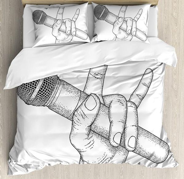 bedding sets popstar party duvet cover set hand drawn high sign for rock music lovers and microphone sketch art black white
bedding sets popstar party duvet cover set hand drawn high sign for rock music lovers and microphone sketch art black white