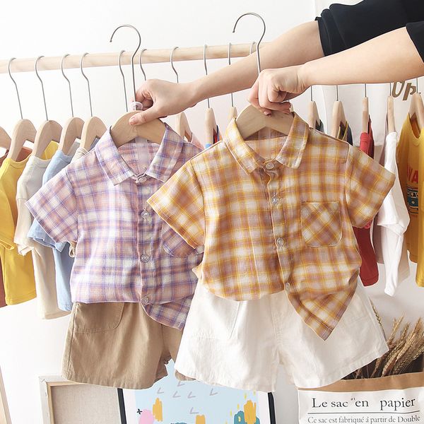 childs designer summer new suits boys short-sleeve plaid shirts + loose shorts two piece sets kids summer casual clothing, White
childs designer summer new suits boys short-sleeve plaid shirts + loose shorts two piece sets kids summer casual clothing, White