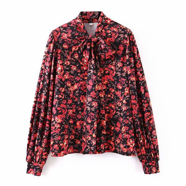 floral print women vintage long bow tie ladies blouse elegant loose pleated shirt fashion female tunic, White
floral print women vintage long bow tie ladies blouse elegant loose pleated shirt fashion female tunic, White
