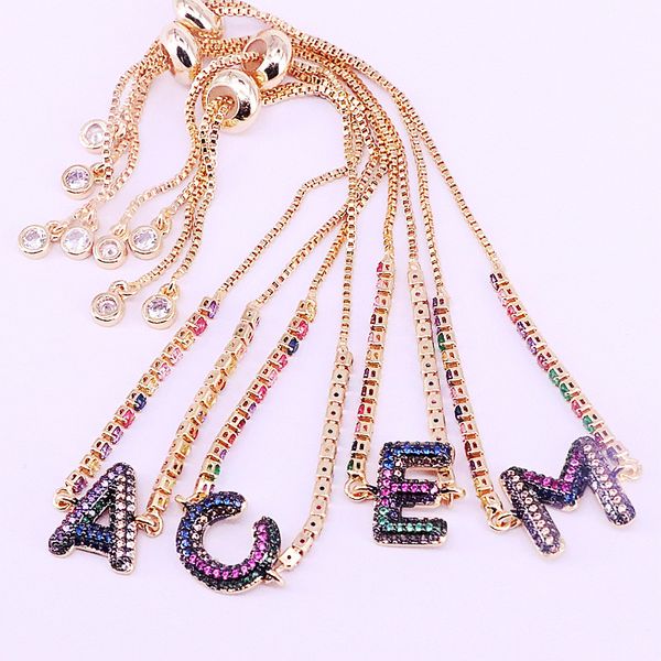 6pcs gold color rainbow cubic zirconia micro pave 26 alphabet letter charm bracelets women's jewelry, Black
6pcs gold color rainbow cubic zirconia micro pave 26 alphabet letter charm bracelets women's jewelry, Black