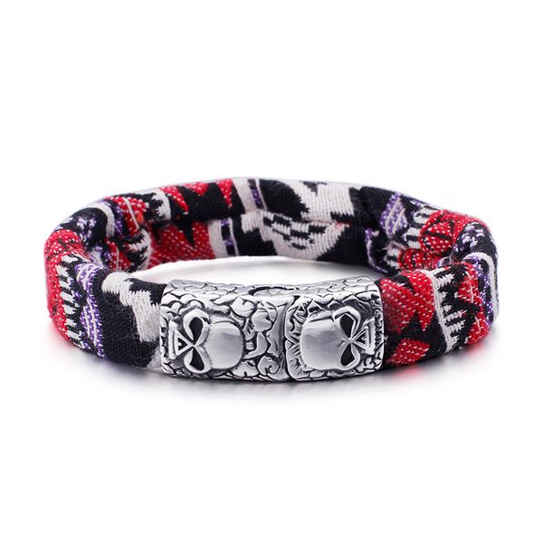 215*15mm punk canvas bracelet for men skull stainless steel charm sports bracelets, Golden;silver
215*15mm punk canvas bracelet for men skull stainless steel charm sports bracelets, Golden;silver