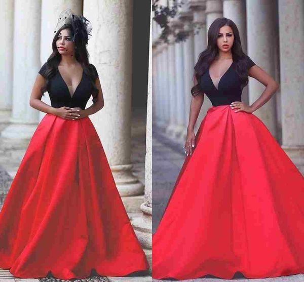 v-neck black and red long evening dresses 2019 luxury satin arabic prom dresses backless party dresses plus size red carpet gowns 02, Black;red
v-neck black and red long evening dresses 2019 luxury satin arabic prom dresses backless party dresses plus size red carpet gowns 02, Black;red