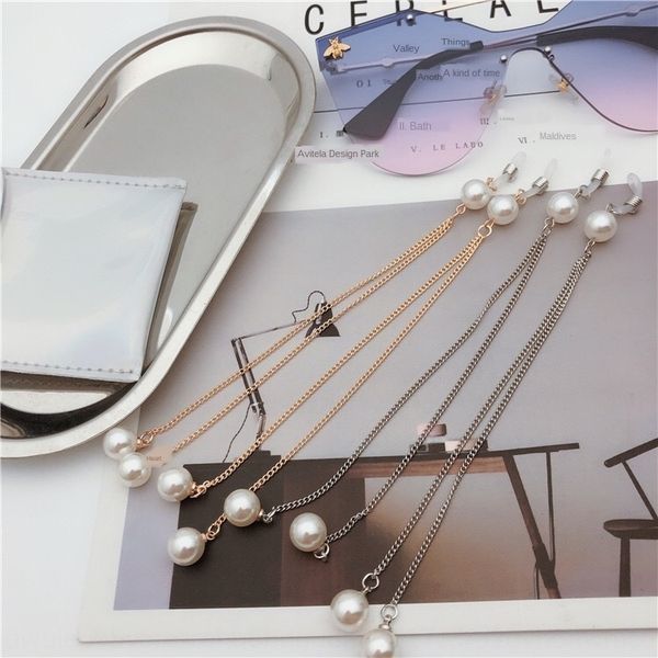 

multifunctional double-buckle selfie pearl multifunctional double-buckle pearl glasses chain selfie glasses chain, Blue