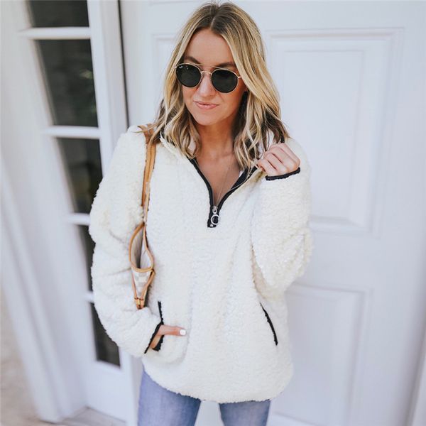 fleece women sweatshirts with fur turn down collar zipper hoodies pullovers girls pockets 2019 winter warm hoody outwear coat, Black
fleece women sweatshirts with fur turn down collar zipper hoodies pullovers girls pockets 2019 winter warm hoody outwear coat, Black