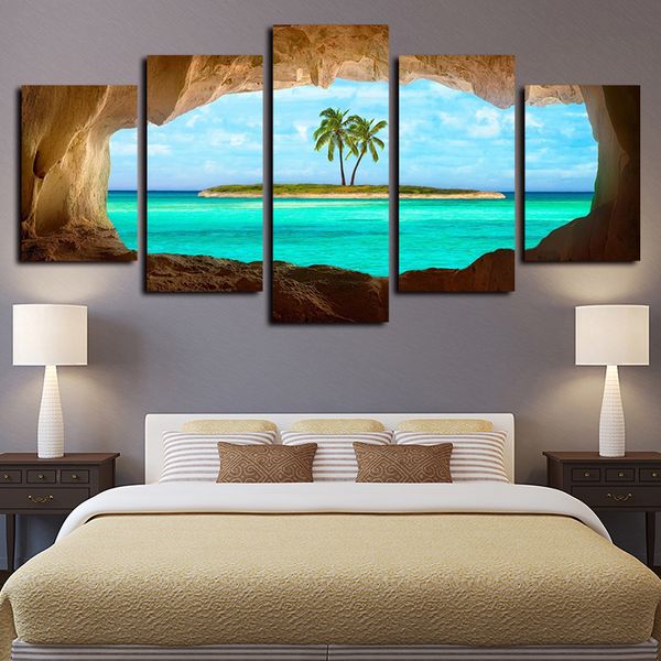5 panels canvas prints wall art paintings cave view for a coconut tree on island ocean poster print on canvas oil paintngs
5 panels canvas prints wall art paintings cave view for a coconut tree on island ocean poster print on canvas oil paintngs