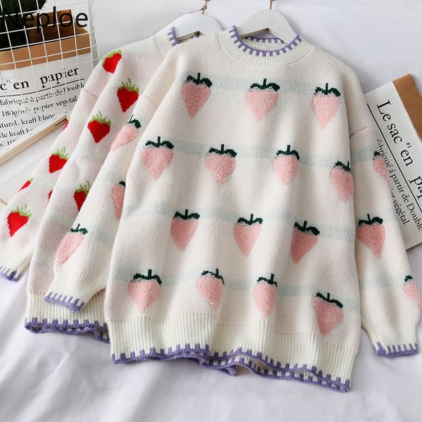 women's sweaters neploe o neck long sleeve strawberry appliques pullover sweater autumn winter bottom 2021 match color pull femme loose, White;black
women's sweaters neploe o neck long sleeve strawberry appliques pullover sweater autumn winter bottom 2021 match color pull femme loose, White;black