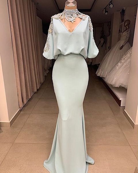 vestido de fiesta 2020 custom made arabic women prom dresses with half sleeves high neck mermaid evening gowns, White;black
vestido de fiesta 2020 custom made arabic women prom dresses with half sleeves high neck mermaid evening gowns, White;black