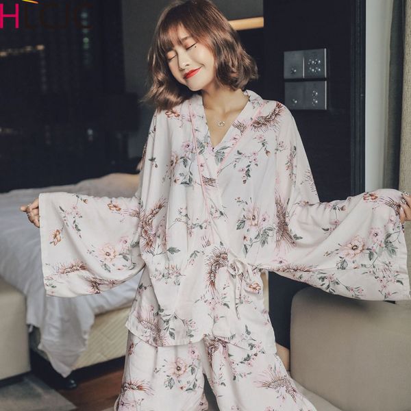 2020 New Spring Summer Women Cotton Pajamas Set Flowers Kimono Shirt + Pants Pajamas Sleepwear Thin Pyjamas Home Clothing Pijama
2020 New Spring Summer Women Cotton Pajamas Set Flowers Kimono Shirt + Pants Pajamas Sleepwear Thin Pyjamas Home Clothing Pijama