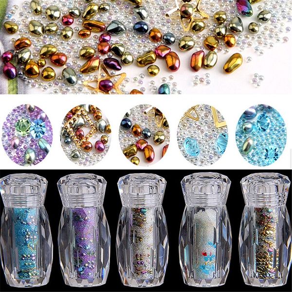 

1 bottle mixed micro caviar beads crystal ab nail rhinestones mixed diamonds metal manicure 3d nail art manicure decoration, Silver;gold