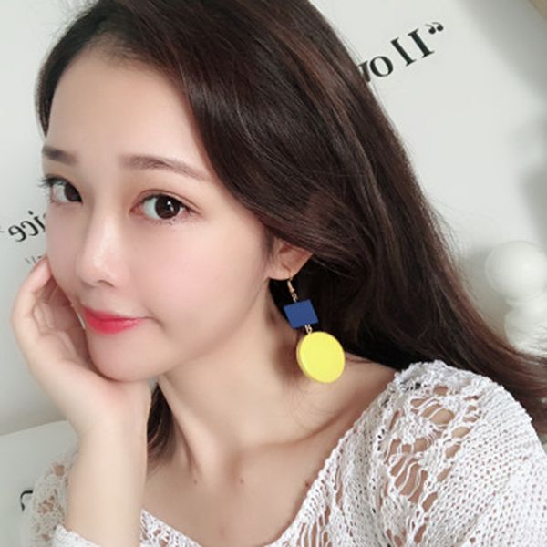 korean women wooden earrings jewelry fashion round beads long dangle earrings mujer party statement accessories, Silver