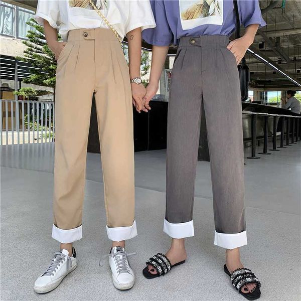 mozuleva 2020 spring summer new women slim fit pants high waist curled suit cropped pants female loose ankle length trousers, Black;white
mozuleva 2020 spring summer new women slim fit pants high waist curled suit cropped pants female loose ankle length trousers, Black;white
