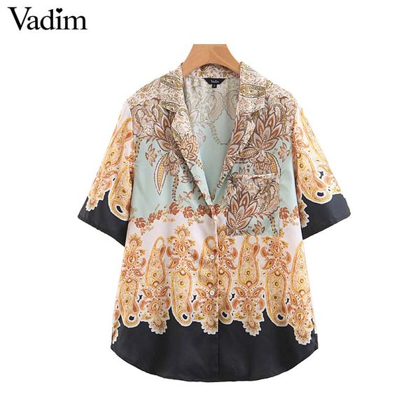 vadim women vintage print blouse sexyh v neck pocket short sleeve boho style shirts casual female chic blusas da398, White
vadim women vintage print blouse sexyh v neck pocket short sleeve boho style shirts casual female chic blusas da398, White