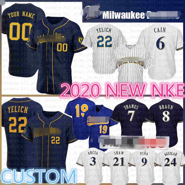 22 christian yelich 2020 custom baseball jersey 19 robin yount lorenzo cain ryan braun travis shaw keon broxton eric thames arcia pina, Blue;black
22 christian yelich 2020 custom baseball jersey 19 robin yount lorenzo cain ryan braun travis shaw keon broxton eric thames arcia pina, Blue;black