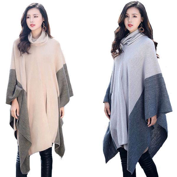 autum and winter new woman warm turtlenecksweate coat elegant women patchwork pullover asymmetric kniting cloak capes plus size, Black
autum and winter new woman warm turtlenecksweate coat elegant women patchwork pullover asymmetric kniting cloak capes plus size, Black