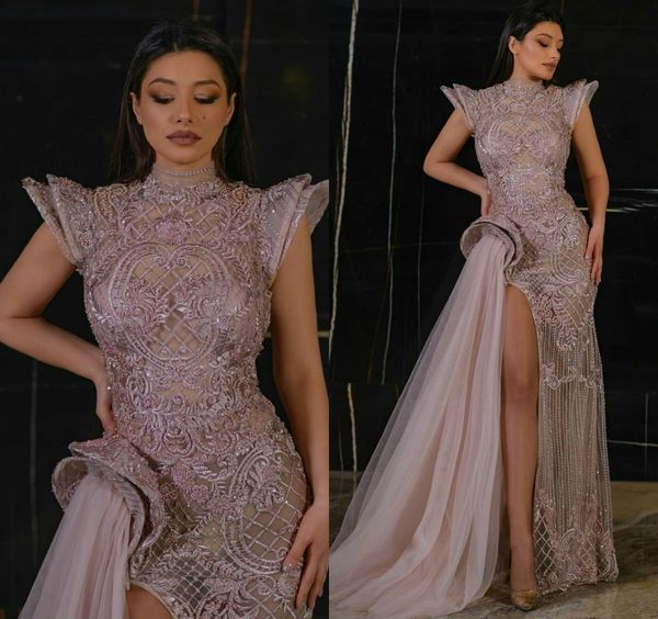 elegant evening dresses high collar lace appliques high side split prom gowns 2020 custom made sweep train special occasion dress, Black;red
elegant evening dresses high collar lace appliques high side split prom gowns 2020 custom made sweep train special occasion dress, Black;red