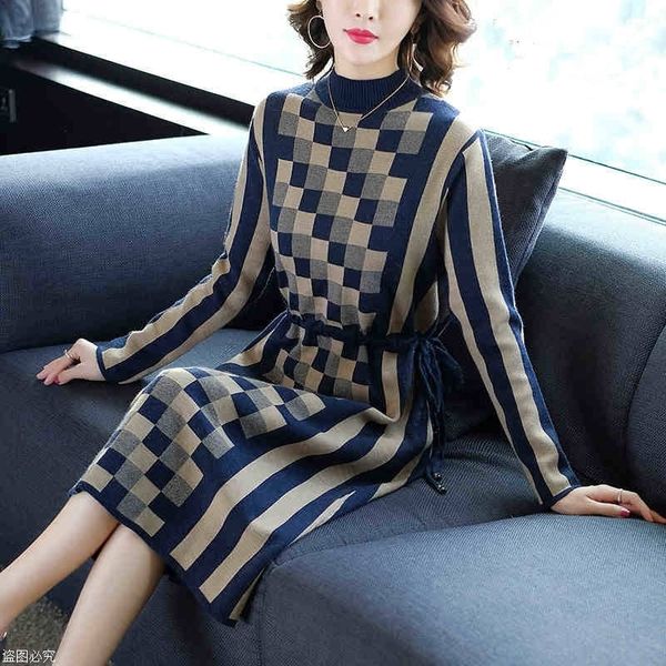 vintage plaid and striped winter female elegant dresses drawstring long sleeve knitwear knitted sweater dress for women, Black;gray
vintage plaid and striped winter female elegant dresses drawstring long sleeve knitwear knitted sweater dress for women, Black;gray