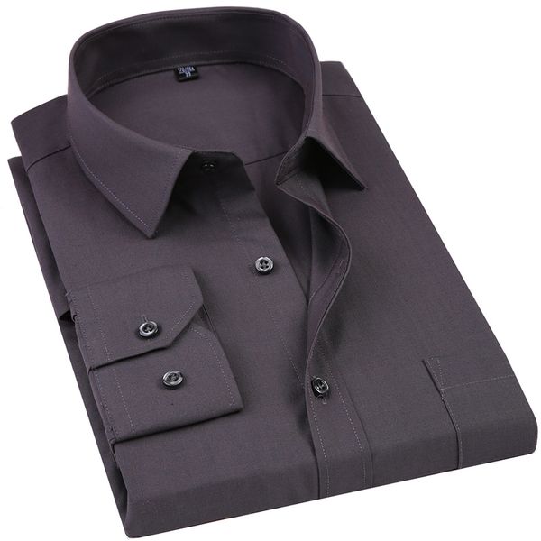 2020 new men's dress shirt solid color plus size 8xl black white blue gray chemise homme male business casual long sleeved shirt, White;black
2020 new men's dress shirt solid color plus size 8xl black white blue gray chemise homme male business casual long sleeved shirt, White;black