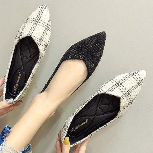 women stripe plaid pointed toe cotton flats loafers ladies slip on shallow comfort shoes breathable flat ballerina boat shoes, Black
women stripe plaid pointed toe cotton flats loafers ladies slip on shallow comfort shoes breathable flat ballerina boat shoes, Black