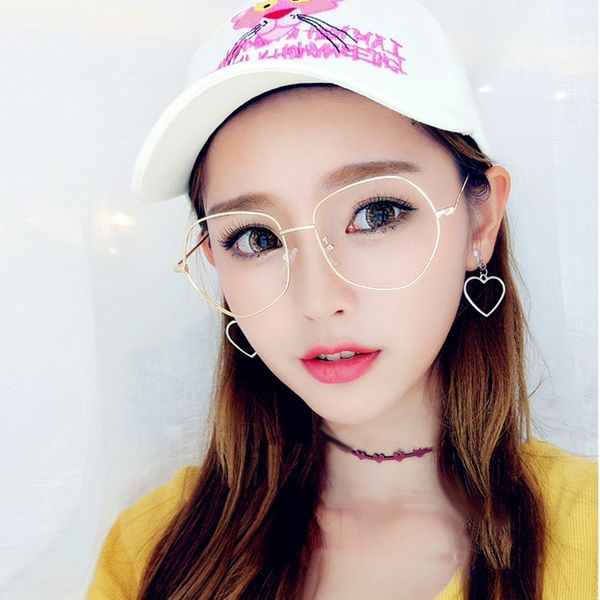 irregular personality metal plain glasses men's and women's big frame face trimming trendsetter glasses frame, Silver
irregular personality metal plain glasses men's and women's big frame face trimming trendsetter glasses frame, Silver