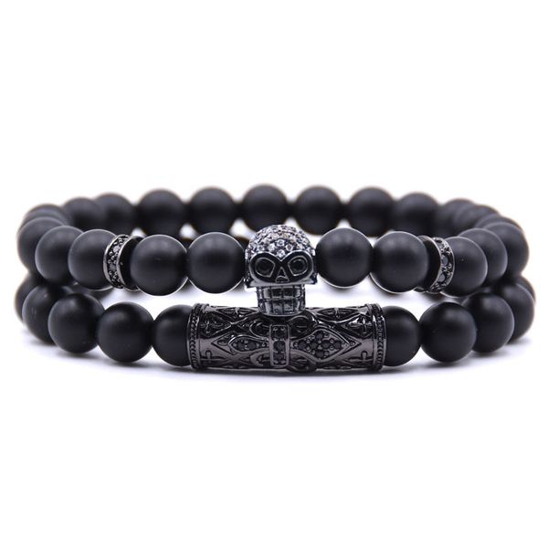 2pcs/set 8mm classic volcanic stone pave cz skull charm bracelet for men&women bracelets jewelry pulseras moda 2018, Black
2pcs/set 8mm classic volcanic stone pave cz skull charm bracelet for men&women bracelets jewelry pulseras moda 2018, Black