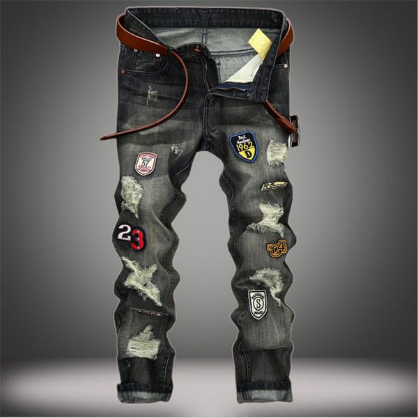 men's jeans fashion brand jeans pants men slim jean patchwork letter plus size moto & biker jean pants gray hole pant, Blue
men's jeans fashion brand jeans pants men slim jean patchwork letter plus size moto & biker jean pants gray hole pant, Blue