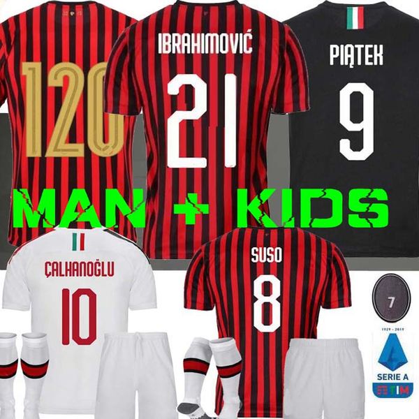 19 20 iz ibrahimovic ac milan soccer jerseys 2019 2020 piatek 120th football shirt paqueta bennacer kids kit sets uniforms maillot de foot, Black;yellow
19 20 iz ibrahimovic ac milan soccer jerseys 2019 2020 piatek 120th football shirt paqueta bennacer kids kit sets uniforms maillot de foot, Black;yellow