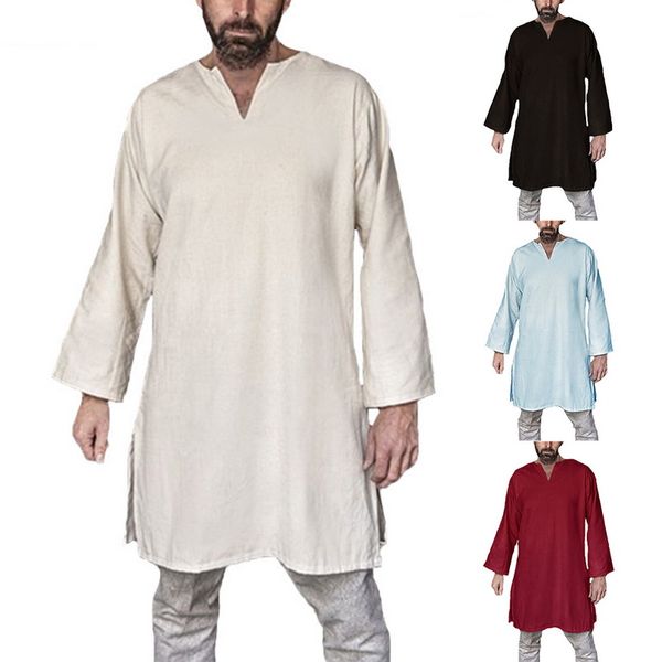 laamei long shirt men's long sleeve plain t-shirt oversized vintage european medieval tunic stage costume knight men top, White;black
laamei long shirt men's long sleeve plain t-shirt oversized vintage european medieval tunic stage costume knight men top, White;black