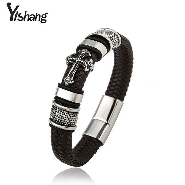 cross-border jewelry wholesale 2019 new titanium steel cross leather woven bracelet magnetic suction buckle mens leather bracelet, Golden;silver
cross-border jewelry wholesale 2019 new titanium steel cross leather woven bracelet magnetic suction buckle mens leather bracelet, Golden;silver
