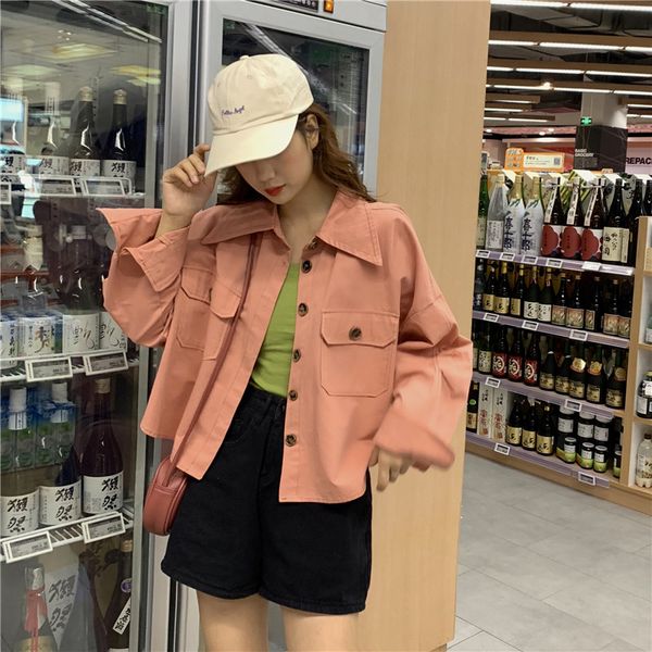 spring autumn new korean style loose turn-down collar single breasted long sleeve double pocket crop coats jackets women, Black;brown
spring autumn new korean style loose turn-down collar single breasted long sleeve double pocket crop coats jackets women, Black;brown