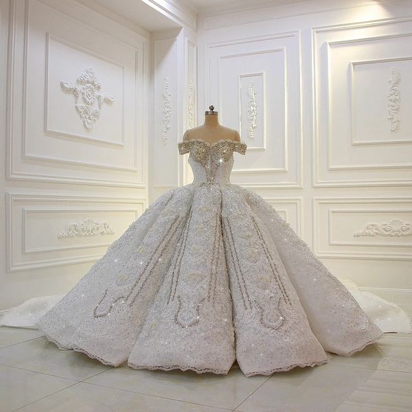 vintage sequined lace appliqued ball gown wedding dress sparkly luxury off shoulder saudi dubai arabic plus size bridal gown, White
vintage sequined lace appliqued ball gown wedding dress sparkly luxury off shoulder saudi dubai arabic plus size bridal gown, White