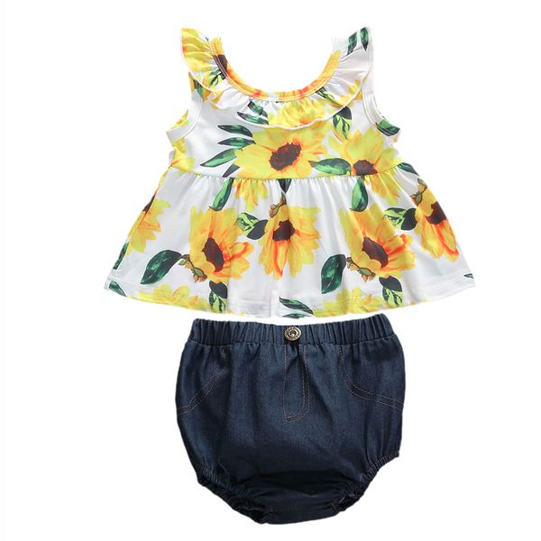 2020 fashion newborn baby girl sunflower shirt dress shorts denim pants summer outfit clothes set 2pcs, White
2020 fashion newborn baby girl sunflower shirt dress shorts denim pants summer outfit clothes set 2pcs, White