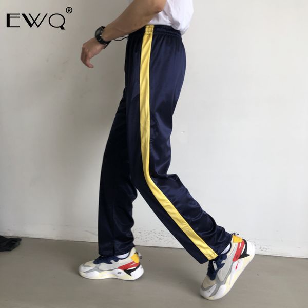 ewq / autumn winter 2019 elastic mid waist ankle-length striped patchwork straight pants man's vintage style temperament ft066, Blue
ewq / autumn winter 2019 elastic mid waist ankle-length striped patchwork straight pants man's vintage style temperament ft066, Blue