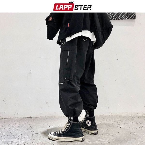 

lappster men black streetwear cargo pants 2019 spring hip hop baggy zipper joggers pants male fashions sweatpants khaki trousers