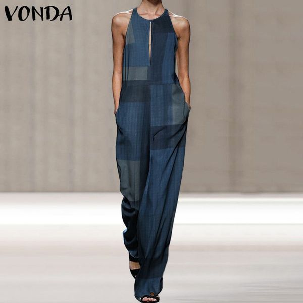 vonda 2020 women rompers vintage sleeveless playsuit summer patchwork long wide leg pants plus size pantalon loose playsuits, Black;white
vonda 2020 women rompers vintage sleeveless playsuit summer patchwork long wide leg pants plus size pantalon loose playsuits, Black;white