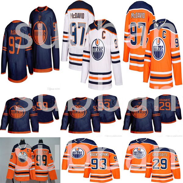 

2019-2020 edmonton oilers 97 connor mcdavid jersey 99 wayne gretzky 29 leon draisaitl 27 milan lucic 93 ryan nugent-hopkins hockey jerseys, Black;red