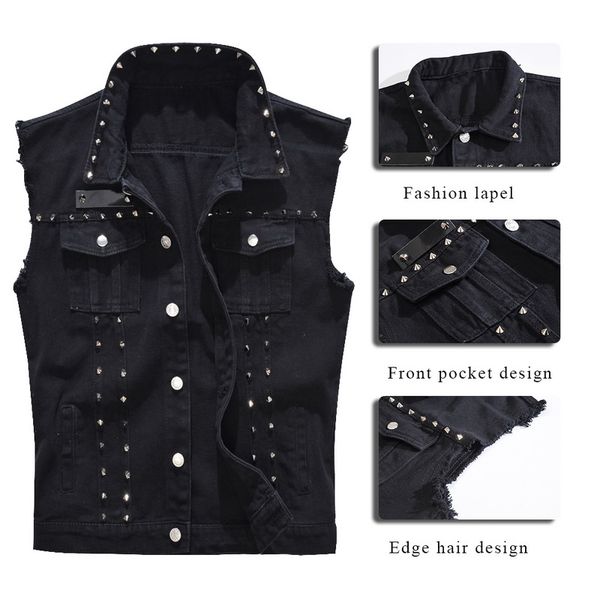 adisputent 2020 denim vest men punk rock rivet cowboy black jeans waistcoat fashion men motorcycle style sleeveless jeans jacket, Black;white
adisputent 2020 denim vest men punk rock rivet cowboy black jeans waistcoat fashion men motorcycle style sleeveless jeans jacket, Black;white