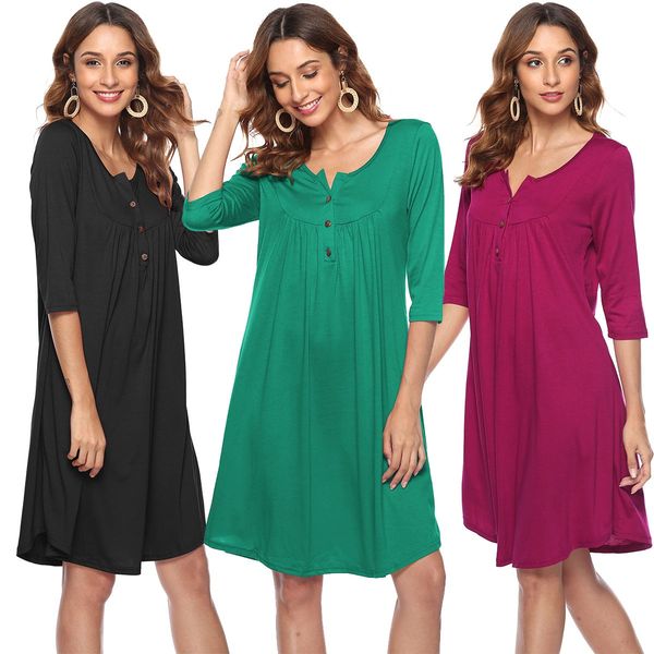 bofute new autumn winter womens clothing loose half open collar seven quarter sleeve dresses wq005, Black;gray
bofute new autumn winter womens clothing loose half open collar seven quarter sleeve dresses wq005, Black;gray