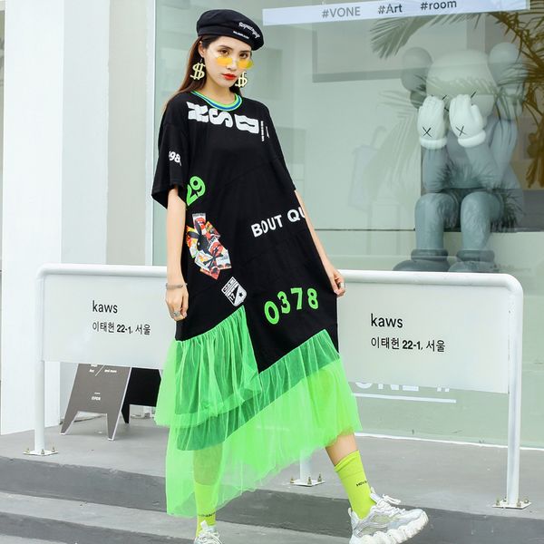 tide brand temperament goddess dress female fat sister large size super fairy color matching stitching mesh letter long dress, Black;gray
tide brand temperament goddess dress female fat sister large size super fairy color matching stitching mesh letter long dress, Black;gray