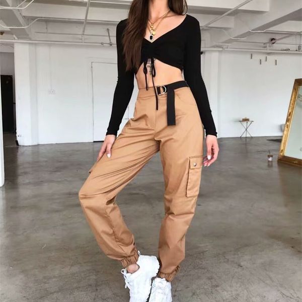 women loose high waist harem pants summer solid button pockets cargo pants slim clothing casual trousers, Black;white
women loose high waist harem pants summer solid button pockets cargo pants slim clothing casual trousers, Black;white