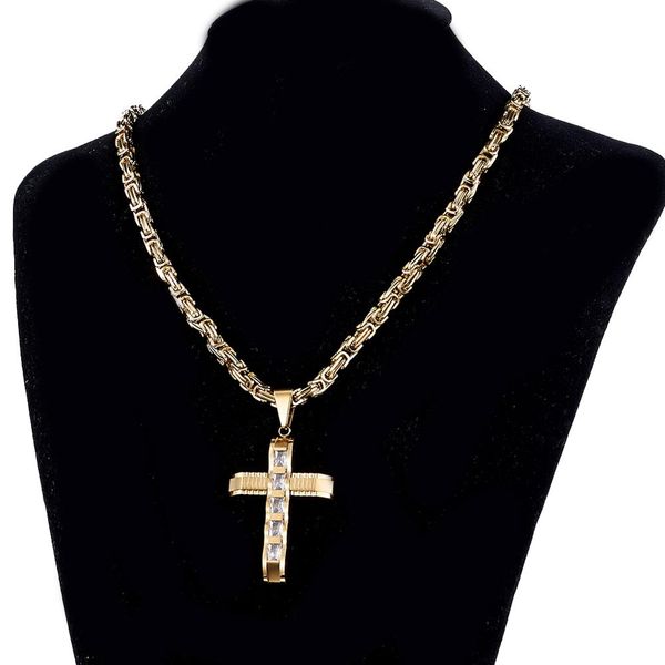 men's cross necklace gold stainless steel byzantine chain necklace male crucifix jewelry dropshipping gifts for men, Silver
men's cross necklace gold stainless steel byzantine chain necklace male crucifix jewelry dropshipping gifts for men, Silver