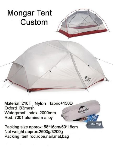 custom mongar 2 3 people waterproof double layer outdoor tent aluminum rod gray ultralight camping tents mat
custom mongar 2 3 people waterproof double layer outdoor tent aluminum rod gray ultralight camping tents mat