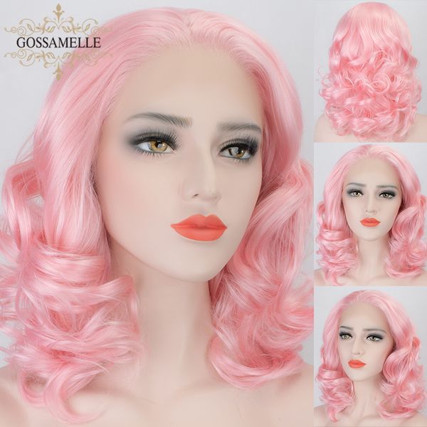 gossamelle pink synthetic lace front wig short wavy bob wigs for women cosplay wigs high temperature fiber, Black
gossamelle pink synthetic lace front wig short wavy bob wigs for women cosplay wigs high temperature fiber, Black