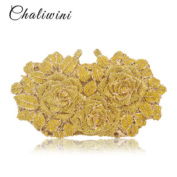 dazzling women gold rose flower hollow out crystal evening metal clutches small handbag purse wedding box clutch bag
dazzling women gold rose flower hollow out crystal evening metal clutches small handbag purse wedding box clutch bag