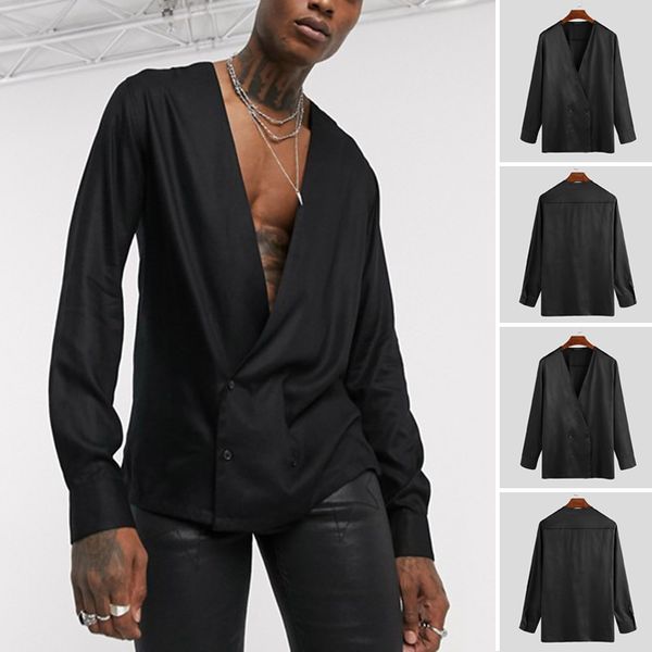 men's casual shirts 2021 men shirt fashion chic deep v neck double breasted camisa funk hombre long sleeve solid streetwear blouse s-5x, White;black
men's casual shirts 2021 men shirt fashion chic deep v neck double breasted camisa funk hombre long sleeve solid streetwear blouse s-5x, White;black