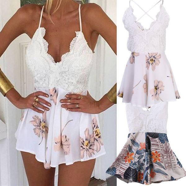женская летняя мода с цветочным принтом playsuit женский повседневный ремень для спагетти с открытой спиной и кружевом, Black;white
женская летняя мода с цветочным принтом playsuit женский повседневный ремень для спагетти с открытой спиной и кружевом, Black;white