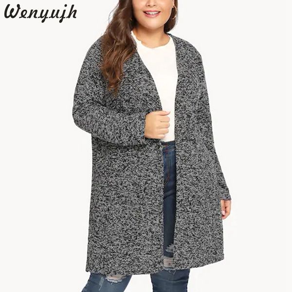 wenyujh plus size autumn and winter women fashion solid color long sleeves cardigan new loose slim fit simple casual plaid coats, Black 
wenyujh plus size autumn and winter women fashion solid color long sleeves cardigan new loose slim fit simple casual plaid coats, Black