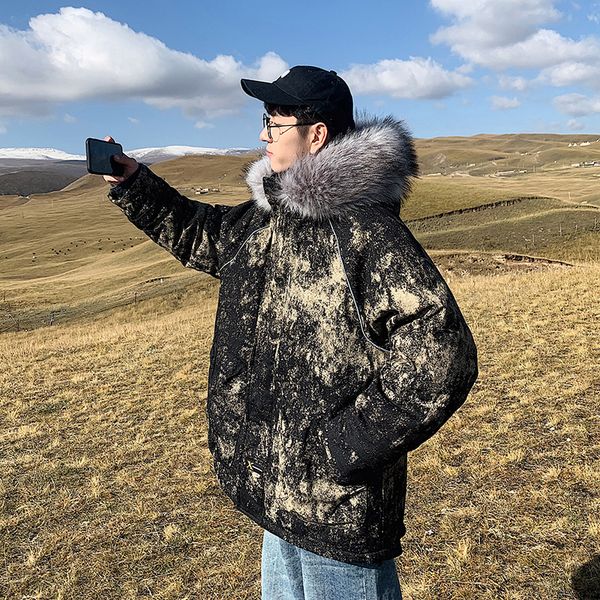 2020 harajuku men parka cotton thicken jacket winter new warm fashion fleece jackets coats big fur collar men's parkas tie dye, Black
2020 harajuku men parka cotton thicken jacket winter new warm fashion fleece jackets coats big fur collar men's parkas tie dye, Black