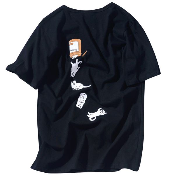 men t shirts short sleeve cotton o-neck collar t shirts loose balck casual super fire trill cat for male 2019 tees, White;black
men t shirts short sleeve cotton o-neck collar t shirts loose balck casual super fire trill cat for male 2019 tees, White;black